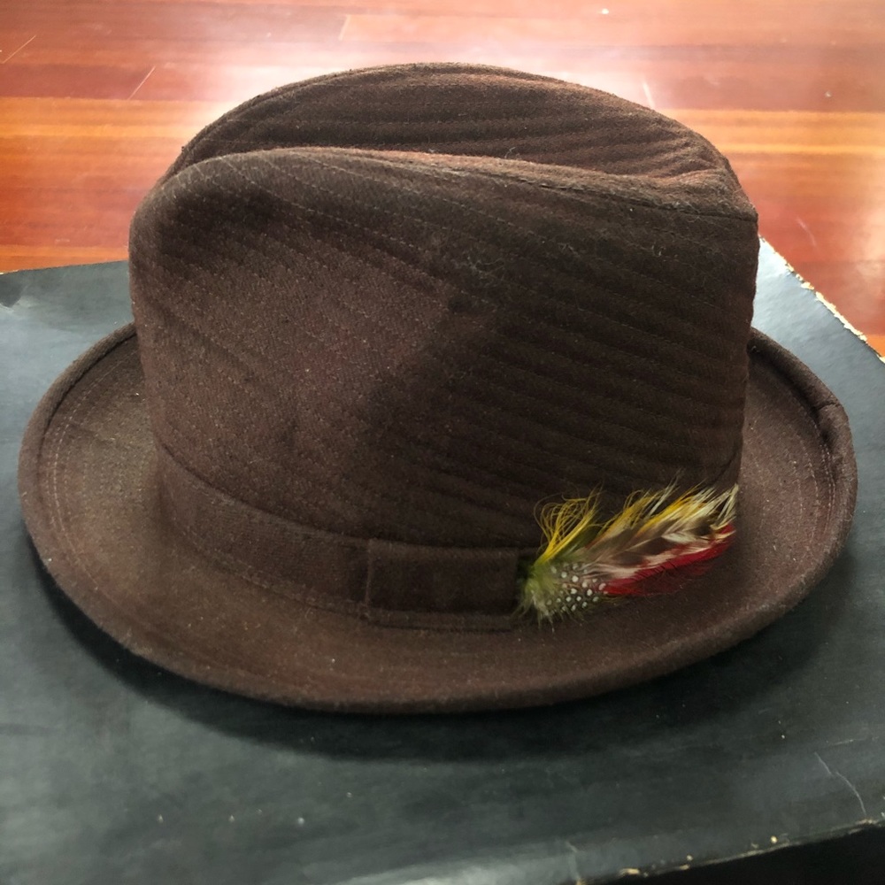 Vintage Mallory Brown Felt Feather Mens Dressy Hat